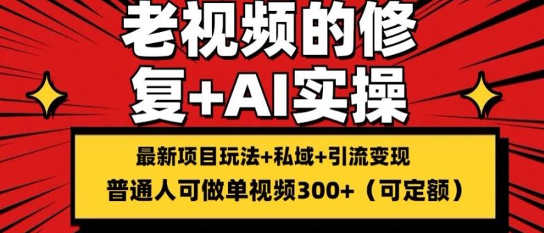 修复老视频的玩法，搬砖+引流的变现(可持久)，单条收益300+【揭秘】-理想项目库