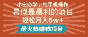 (11583期)小白必学,纯手机操作,暑假最暴利的项目轻松月入5w+最火热赚钱项目-理想项目库