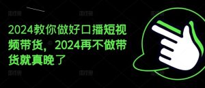 2024教你做好口播短视频带货，2024再不做带货就真晚了-理想项目库