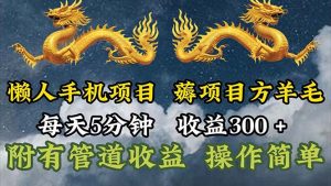 (11600期)懒人手机项目,每天5分钟,每天收益300+,多种方式可扩大收益!-理想项目库