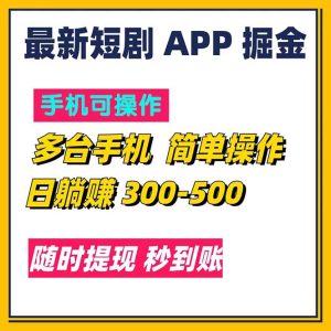 （11618期）最新短剧app掘金/日躺赚300到500/随时提现/秒到账-理想项目库