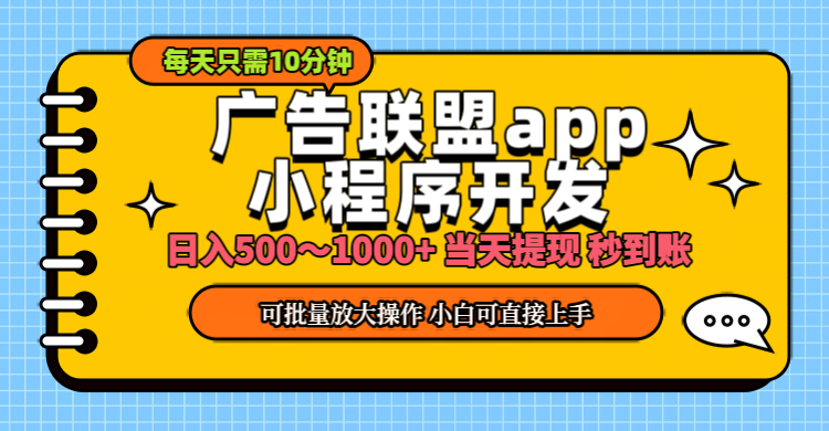 （11645期）小程序开发 广告赚钱 日入500~1000+ 小白轻松上手！-理想项目库