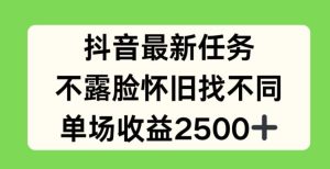 抖音最新任务，不露脸怀旧找不同，单场收益2.5k【揭秘】-理想项目库