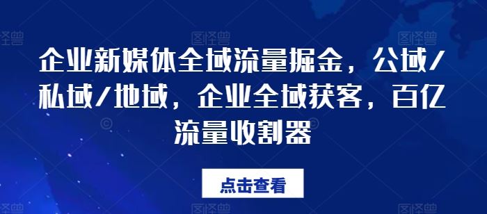 企业新媒体全域流量掘金，公域/私域/地域，企业全域获客，百亿流量收割器-理想项目库
