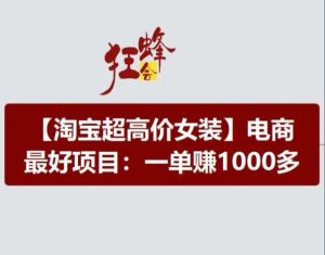 淘宝超高价女装项目，电商最好赛道，一单赚1000多-理想项目库