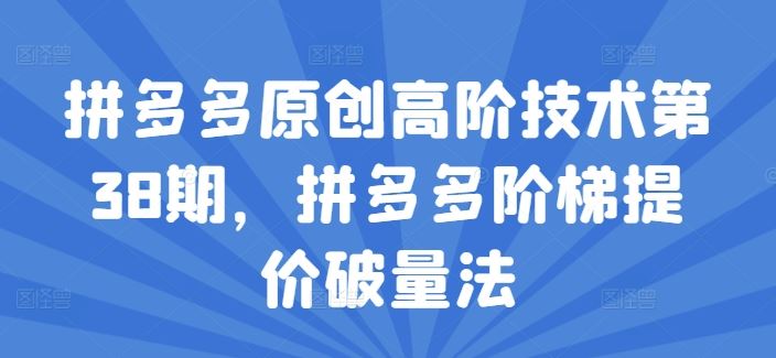 拼多多原创高阶技术第38期，拼多多阶梯提价破量法-理想项目库