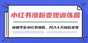 (11762期)2024小红书涨粉变现训练营,快速学会小红书涨粉,月入十万轻松变现(40节)-理想项目库