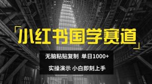 小红书国学赛道，无脑粘贴复制，单日1K，实操演示，小白即刻上手【揭秘】-理想项目库