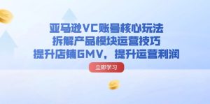 （11848期）亚马逊VC账号核心玩法，拆解产品模块运营技巧，提升店铺GMV，提升运营利润-理想项目库