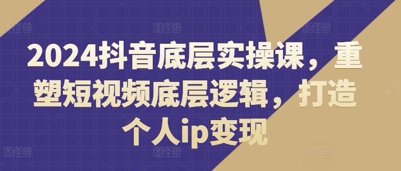 2024抖音底层实操课，​重塑短视频底层逻辑，打造个人ip变现-理想项目库