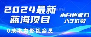 （11894期）2024最新蓝海项目，0成本卖影视会员，小白也能日入3位数-理想项目库