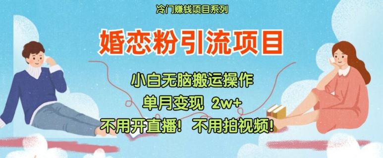 小红书婚恋粉引流，不用开直播，不用拍视频，不用做交付【揭秘】-理想项目库