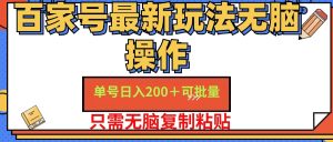 (11909期)百家号 单号一天收益200+,目前红利期,无脑操作最适合小白-理想项目库