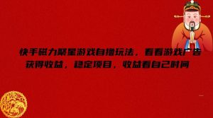 快手磁力聚星游戏自撸玩法,看看游戏广告获得收益,稳定项目,收益看自己时间【揭秘】-理想项目库