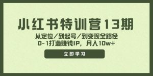 (11963期)小红书特训营13期,从定位/到起号/到变现全路径,0-1打造赚钱IP,月入10w+-理想项目库