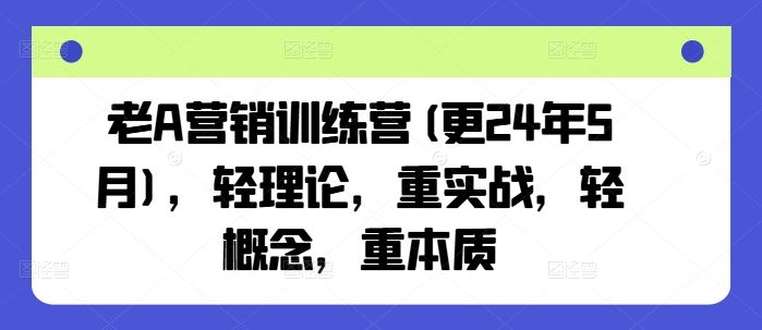 老A营销训练营(更24年7月)，轻理论，重实战，轻概念，重本质-理想项目库