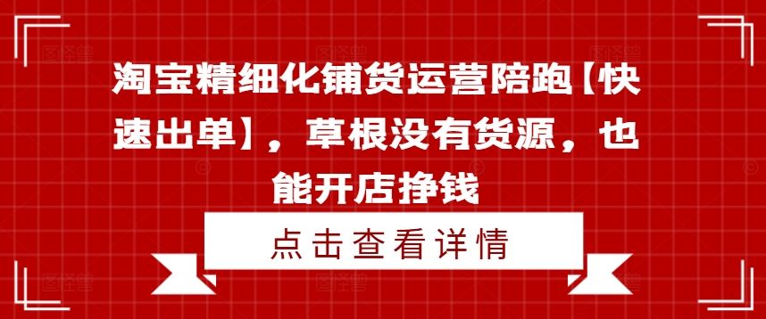 淘宝精细化铺货运营陪跑【快速出单】，草根没有货源，也能开店挣钱-理想项目库
