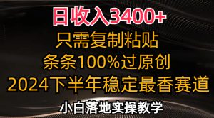 (12010期)日收入3400+,只需复制粘贴,条条过原创,2024下半年最香赛道,小白也…-理想项目库