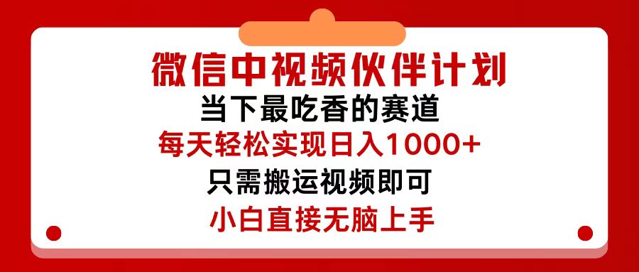 （12017期）微信中视频伙伴计划，仅靠搬运就能轻松实现日入500+，关键操作还简单，…-理想项目库
