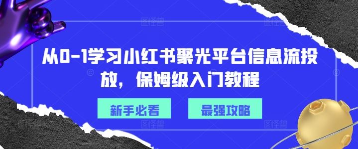从0-1学习小红书聚光平台信息流投放，保姆级入门教程-理想项目库