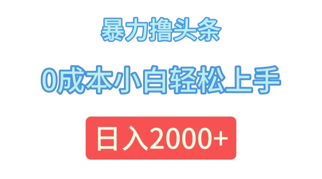 （12068期）暴力撸头条，0成本小白轻松上手，日入2000+-理想项目库