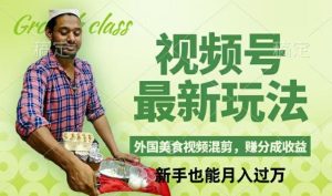 视频号新玩法，外国美食视频混剪，撸分成计划收益，视频制作简单，轻松月入过万【揭秘】-理想项目库