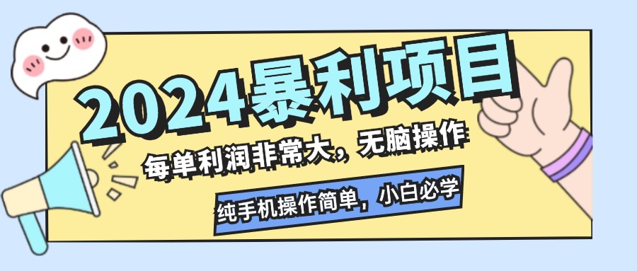 （12130期）2024暴利项目，每单利润非常大，无脑操作，纯手机操作简单，小白必学项目-理想项目库