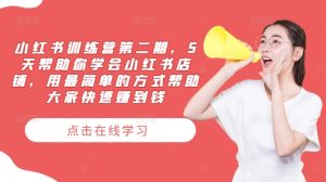 小红书训练营第二期,5天帮助你学会小红书店铺,用最简单的方式帮助大家快速赚到钱-理想项目库
