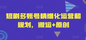 短剧多账号精细化运营和规划，搬运+原创-理想项目库