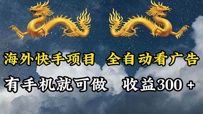 （12175期）海外快手项目，利用工具全自动看广告，每天轻松 300+-理想项目库