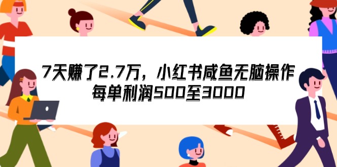 （12192期）7天收了2.7万，小红书咸鱼无脑操作，每单利润500至3000-理想项目库