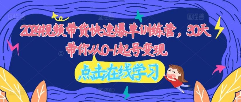2024视频带货快速爆单训练营，30天带你从0-1起号变现-理想项目库
