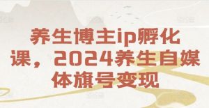 养生博主ip孵化课，2024养生自媒体旗号变现-理想项目库