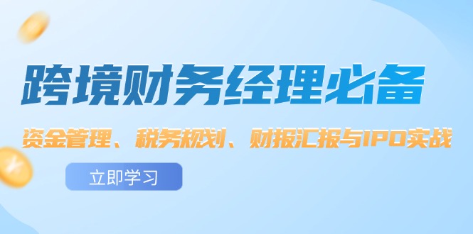 （12323期）跨境 财务经理必备：资金管理、税务规划、财报汇报与IPO实战-理想项目库