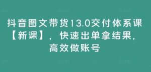 抖音图文带货13.0交付体系课【新课】,快速出单拿结果,高效做账号-理想项目库