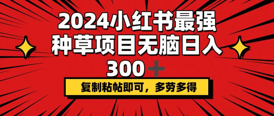 （12336期）2024小红书最强种草项目，无脑日入300+，复制粘帖即可，多劳多得-理想项目库