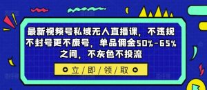 最新视频号私域无人直播课，不违规不封号更不废号，单品佣金50%-65%之间，不灰色不投流-理想项目库
