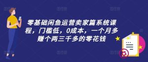 零基础闲鱼运营卖家篇系统课程,门槛低,0成本,一个月多赚个两三千多的零花钱-理想项目库