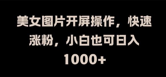 美女图片开屏操作，快速涨粉，小白也可日入1k【揭秘】-理想项目库