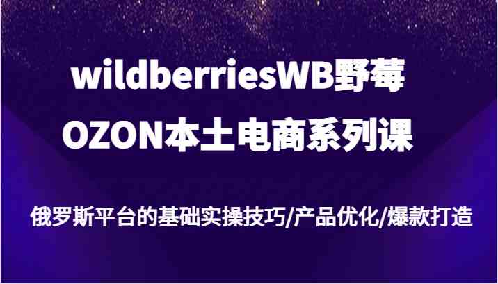 wildberriesWB野莓/OZON本土电商系列课，俄罗斯平台的基础实操技巧/产品优化/爆款打造-理想项目库