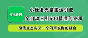 小绿书无脑搬运引流,全自动日引500精准创业粉,微信生态内又一个闷声发财的机会【揭秘】-理想项目库