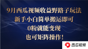 西瓜视频收益野路子玩法,新手小白简单搬运即可,0粉就能变现,也可矩…-理想项目库