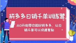 拼多多日销千单训练营,从0开始带你做好拼多多,让日销千单可以快速复制-理想项目库