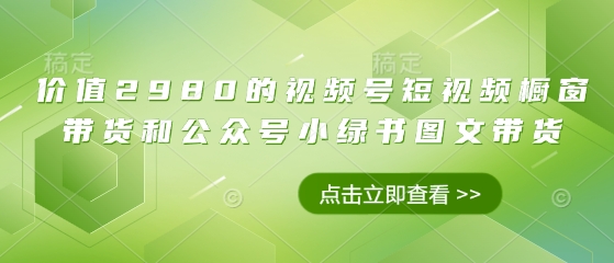 价值2980的视频号短视频橱窗带货和公众号小绿书图文带货-理想项目库