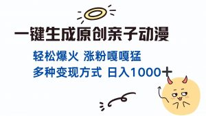 一键生成原创亲子对话动漫 单视频破千万播放 多种变现方式 日入1000+-理想项目库