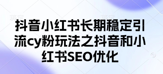 抖音小红书长期稳定引流cy粉玩法之抖音和小红书SEO优化-理想项目库