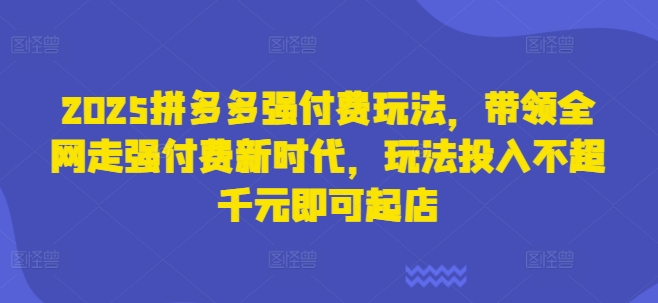 2025拼多多强付费玩法，带领全网走强付费新时代，玩法投入不超千元即可起店-理想项目库