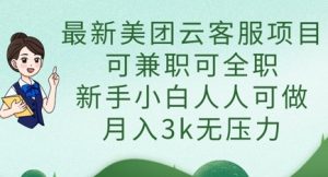 最新美团云客服项目，可兼职可全职，新手小白人人可做，月入3k无压力-理想项目库