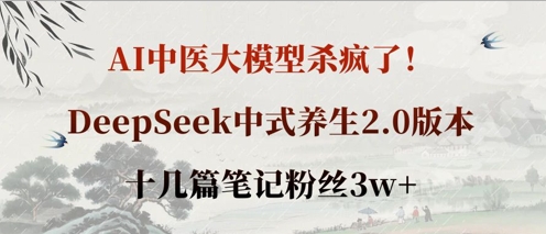 AI中医大模型杀疯了！DeepSeek中式养生2.0版本，十几篇笔记粉丝3w+-理想项目库
