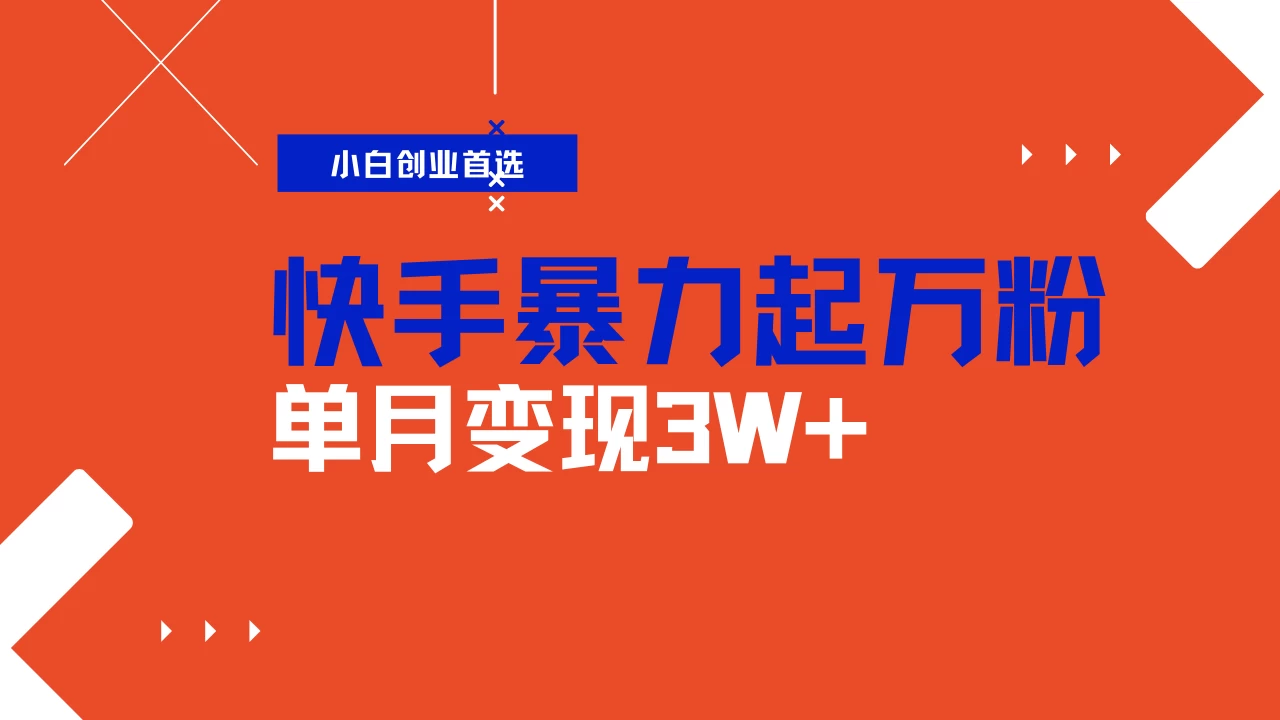 快手起万粉账号，3天一个万粉号，多种变现模式，操作简单无脑复制，小白也能月入过万-理想项目库